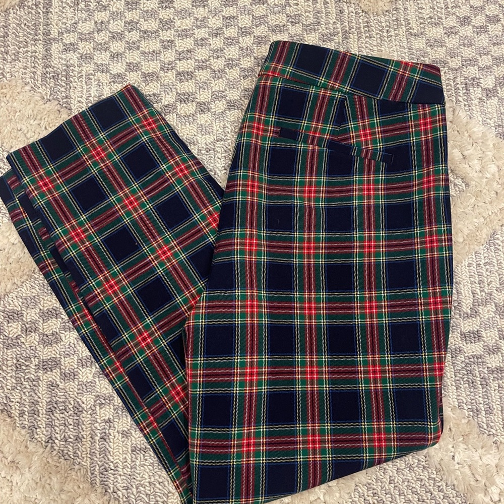 Talbots black blue Red Plaid Ankle Pixie Chino Pants Size 6P